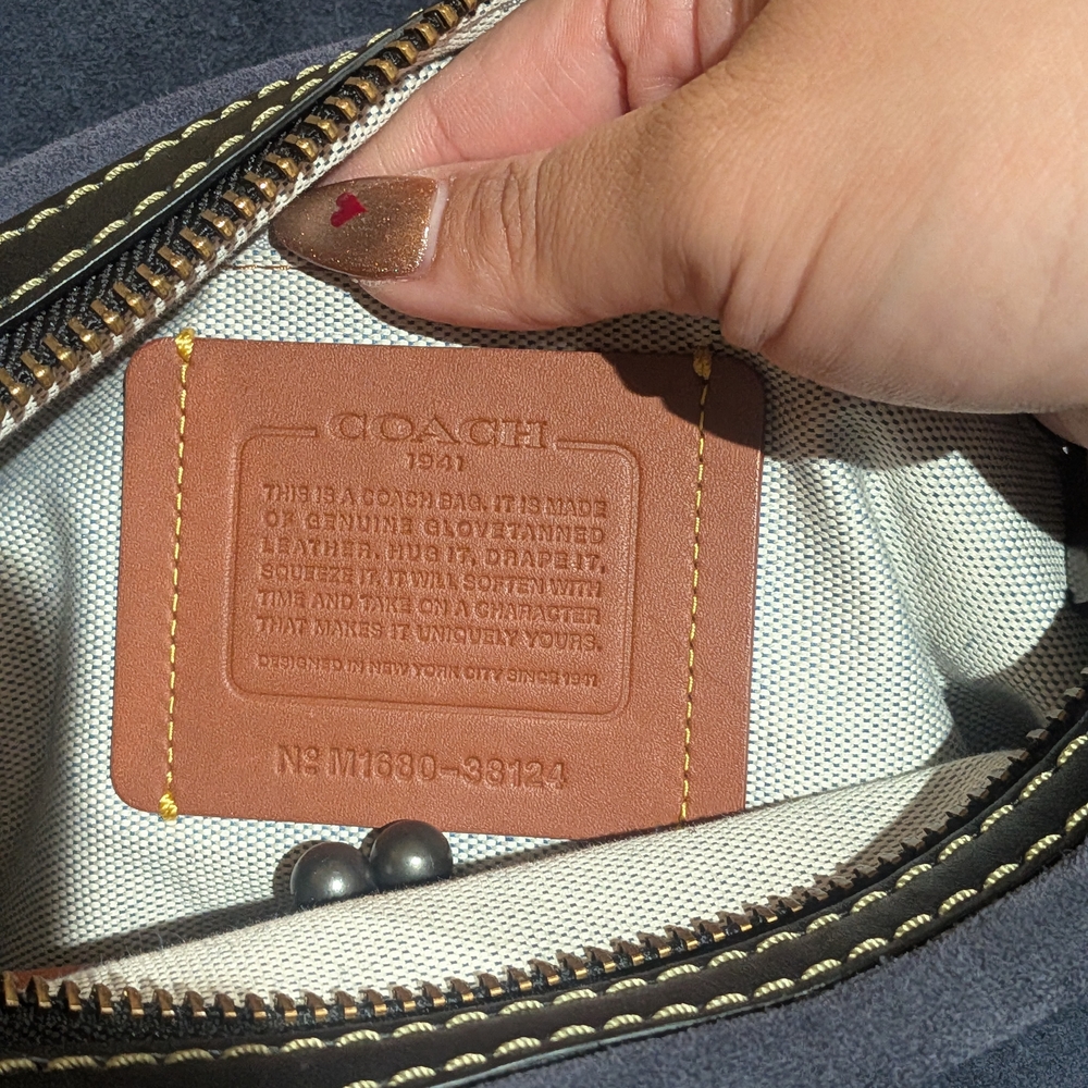 Coach Pebbled Leather Carryall Tote in Olive Gray - Picture 6 of 8